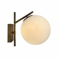 Brilliantbulb Kinich 1-Light Brass Wall Sconce with White Globe BR3570660